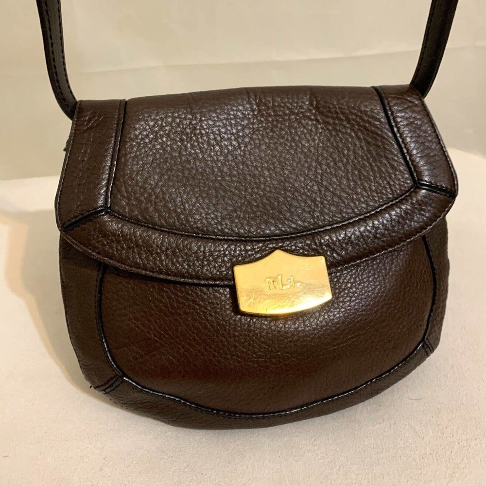 SOLD! POLO RALPH LAUREN Small Mahogany Brown Leather Vintage Flap XBody - Picture 6 of 16